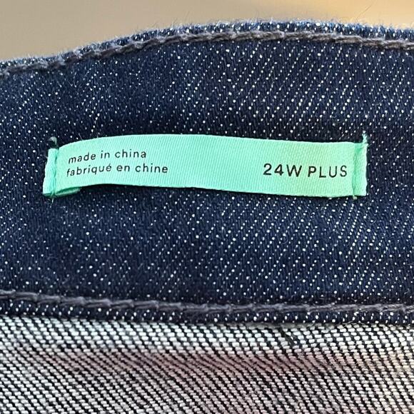 ANTHROPOLOGIE Pilcro Gold Pipe Trimmed Dark Wash Skinny Jeans Plus Size 24 - Picture 6 of 7